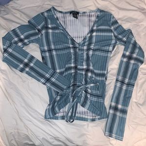 plaid cinch long sleeve